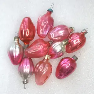 Set of 10 Antique Vintage Glass Christmas Ornaments Paprika