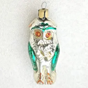 Antique Vintage USSR Glass Christmas Ornament Old Owl