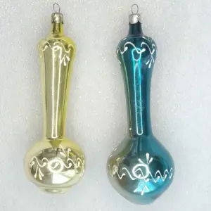Set of 2 Antique Vintage Glass Christmas Ornaments Old Jugs