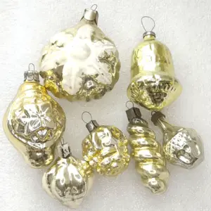 Set of 7 Antique Vintage Glass Christmas USSR Ornaments