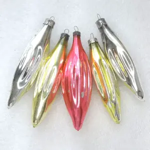 Set of 5 Old Antique Vintage Glass Christmas Ornament Icicles