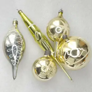 Set of 5 Antique Vintage USSR Glass Christmas Ornaments