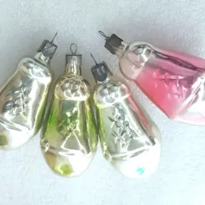 Set of 4 Antique Vintage Glass Christmas Ornaments Lanterns