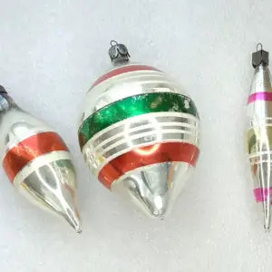 Set of 3 Antique Vintage Glass Christmas Ornament Icicles