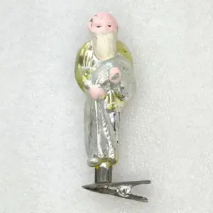Antique Vintage Glass Christmas Ornament Old Fisherman