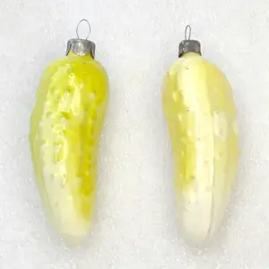 Set of 2 Antique Vintage Glass Christmas Ornament Pickles