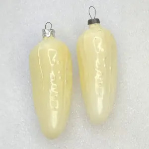 Set of 2 Antique Vintage Glass Christmas Ornament Pickles