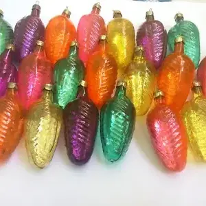 Set 20 Vintage USSR Glass Christmas Tree Ornament Cones