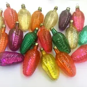 Set 19 Vintage USSR Glass Christmas Tree Ornament Cones