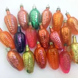 Set 18 Vintage USSR Glass Christmas Tree Ornament Cones