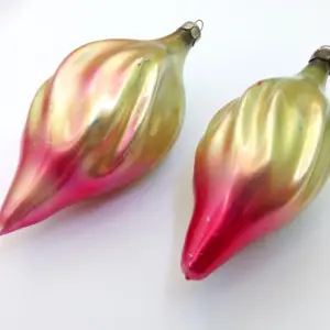 Set of 2 Vintage Glass Ukrainian Christmas Ornament Icicles