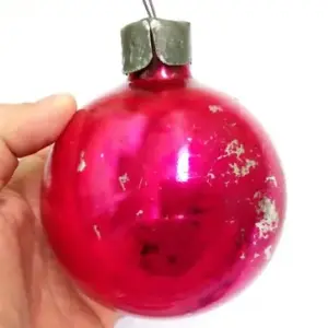 Antique Vintage Glass USSR Christmas Ornament Old Big Ball
