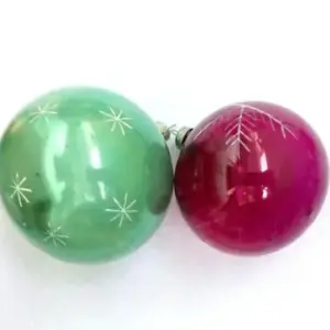 Set of 2 Vintage Glass USSR Christmas Ornaments Old Balls