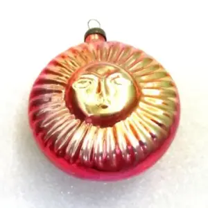 Vintage Glass Russian Christmas Ornament Old Sun