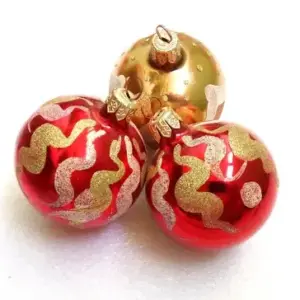 Set of 3 Glass Ukrainian Christmas Ornaments Balls