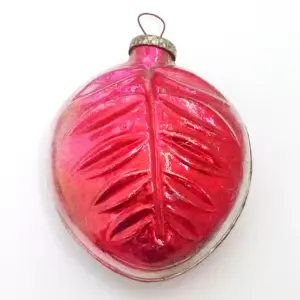 Antique Vintage Glass Ukrainian Christmas Ornament Old Big Leaf