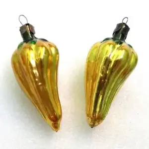 Set of 2 Vintage Glass Ukrainian Christmas Ornaments Peppers
