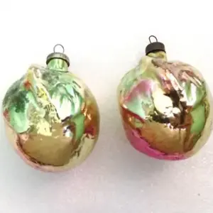Set of 2 Vintage Glass Ukrainian Christmas Ornaments Plums