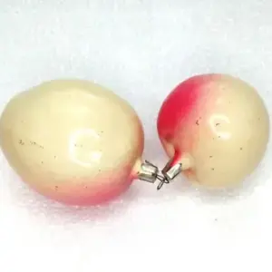 Set of 2 Vintage USSR Glass Christmas Ornaments Apples