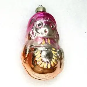 Vintage USSR Glass Christmas Ornament Red Hood