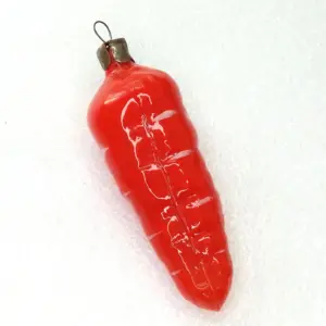 Vintage Ukrainian Glass Christmas Ornament Carrot