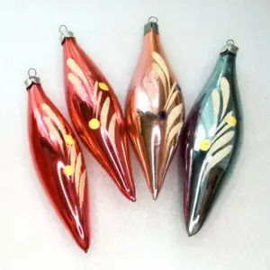 Set of 4 Vintage USSR Glass Christmas Ornaments Icicles