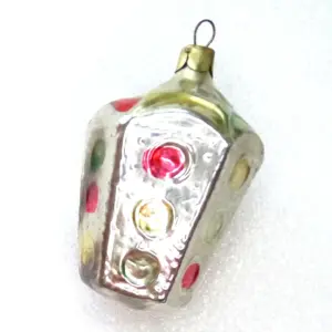 Vintage Ukrainian Glass Christmas Ornament Trafficlight