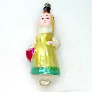 Vintage Glass USSR Christmas Ornament Red Hood