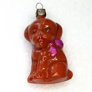 Vintage USSR Glass Christmas Ornament Puppy