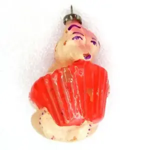 Vintage USSR Glass Christmas Ornament Old Bear