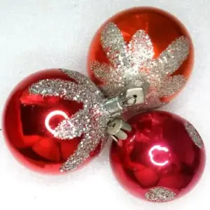 Set of 3 USSR Glass Christmas Ornaments Balls