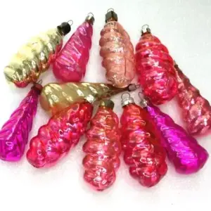 Set of 11 Vintage USSR Glass Christmas Ornaments Old Icicles