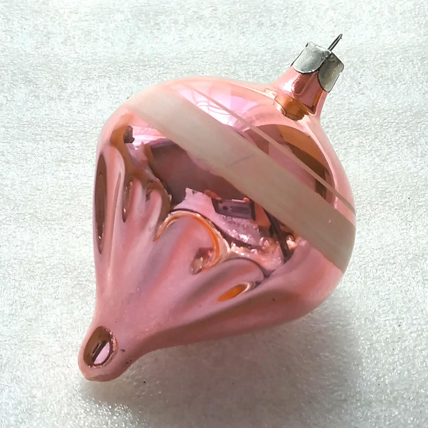 Vintage Soviet Silver Glass Christmas Tree Ornament Parachute Retro Decor