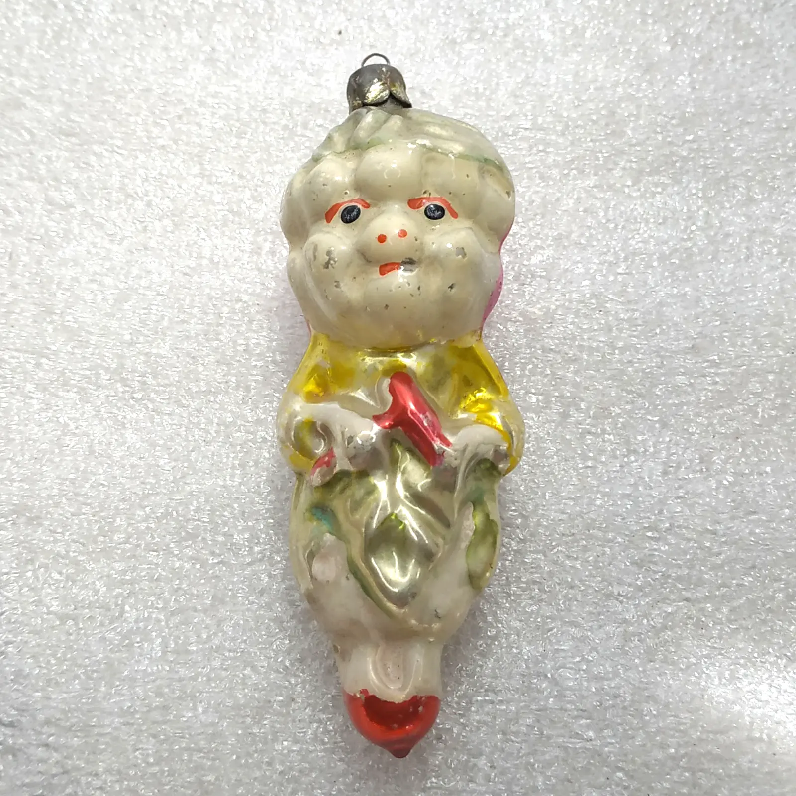 Vintage Soviet Glass Christmas Tree Ornament Grape Boy Figural Retro