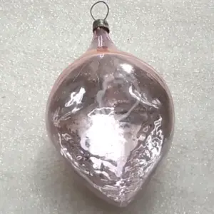 Vintage Soviet Silver Glass Christmas Tree Ornament Drop Retro Decor