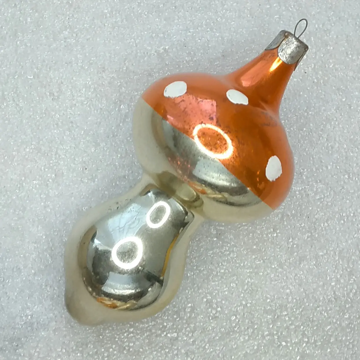 Vintage Soviet Glass Christmas Tree Ornament Mushroom Retro Decor