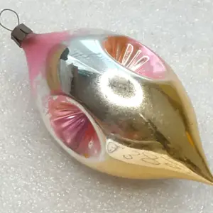 Vintage Soviet Silver Glass Christmas Tree Ornament Reflector Drop Retro Lantern