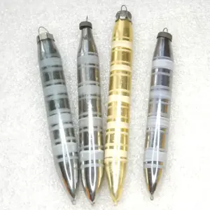 Set of 4 Antique Vintage Silver Glass Christmas Tree Ornaments Decor Pens Icicles
