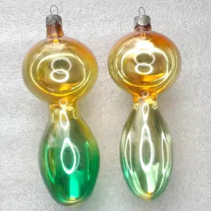 Set of 2 Antique Vintage Silver Glass Christmas Tree USSR Ornaments Decor Mushroom