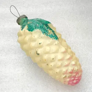 Vintage Glass Christmas Ornament USSR Tree Decor Huge Old Pinecone