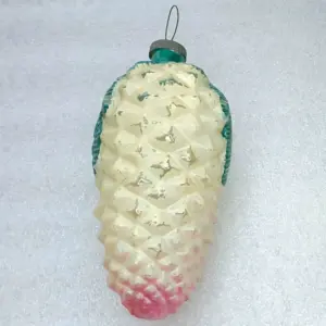 Vintage Glass Christmas Ornament USSR Tree Decor Huge Old Pinecone