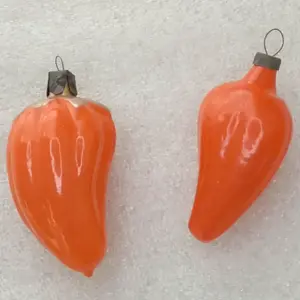 Set of 2 Antique Vintage USSR Glass Christmas Ornament Paprika