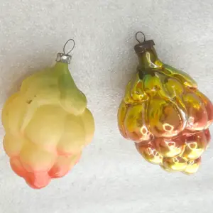 Set of 2 Antique Vintage Glass Christmas USSR Ornaments Decor Berries