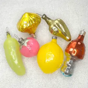 Set of 8 Antique Vintage Glass Christmas USSR Ornaments