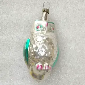 Antique Vintage Mercury Glass Christmas Tree Ornament Owl