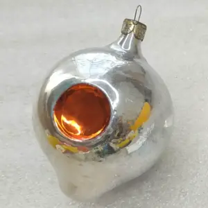 Vintage Silver Glass Christmas USSR Ornament Old Tree Lantern