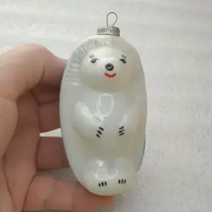 Vintage 1960s USSR Glass Christmas Ornament Hedgehog