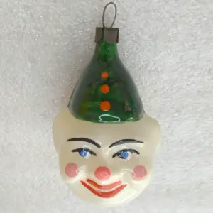 Vintage 1950s Glass Christmas Ornament Soviet Clown