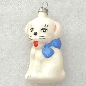 Vintage 1950s Glass Christmas Ornament Soviet Puppy