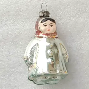 Vintage 1950s Mercury Glass Christmas Ornament Tree Toy Girl